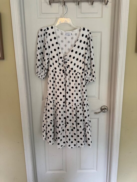 Petal + Pup Dresses & Skirts - Petal + Pup Short Sleeve V-neck Polka Dot Mini Dress Size 4